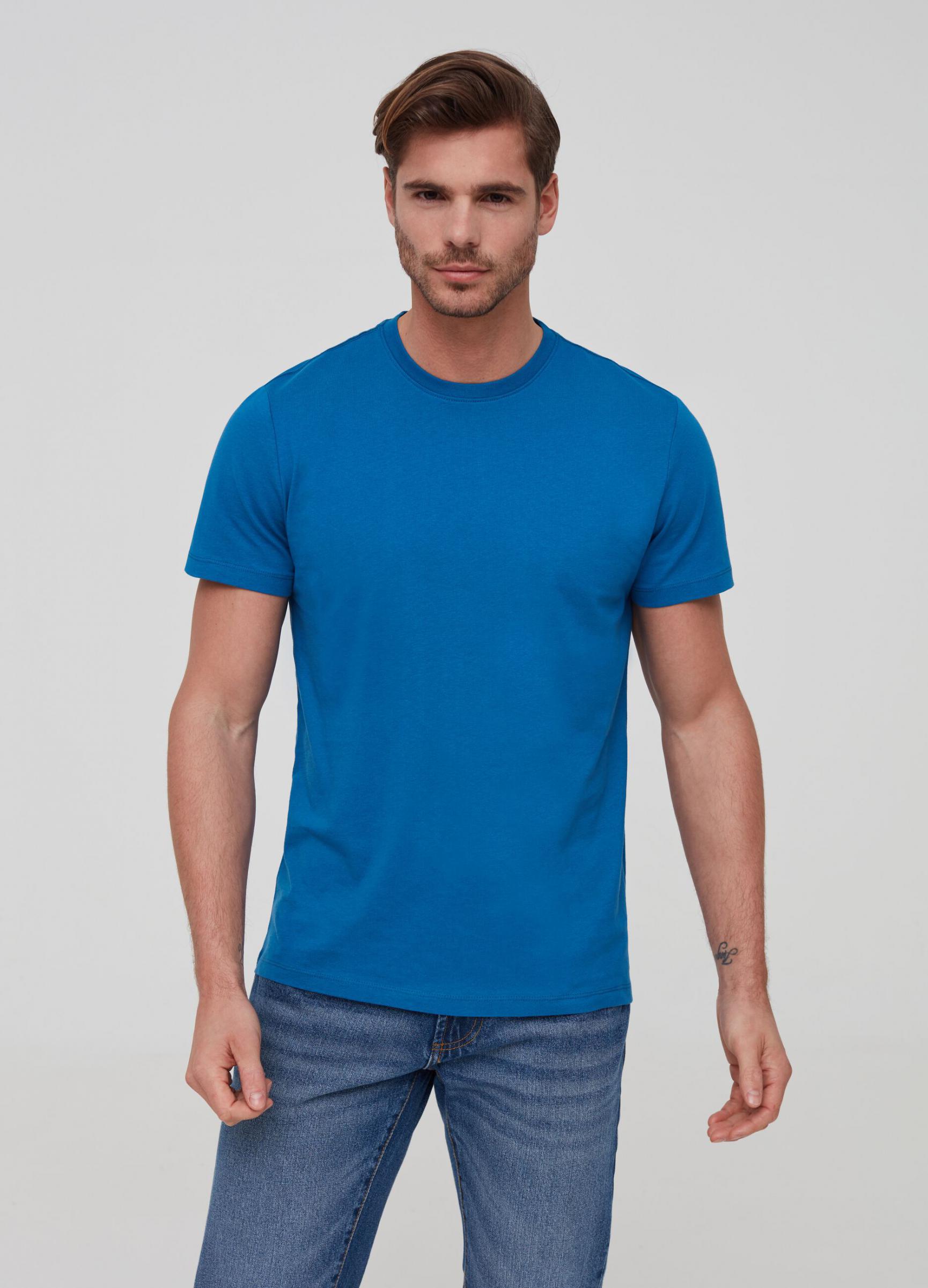 OVS 100% organic cotton T-shirt Electric Blue | Mens T-Shirts ...